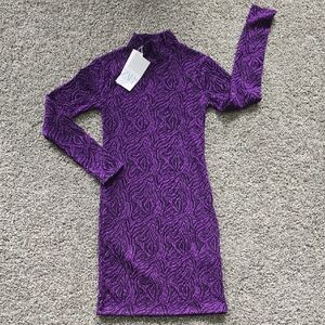 Zara Vibrant Purple Patterned Dress